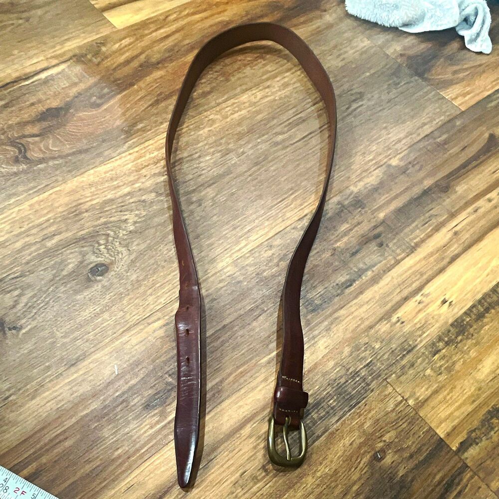 Structure Men's Brown Leather Dress Belt Size 38 Brass Buckle Made in Italy